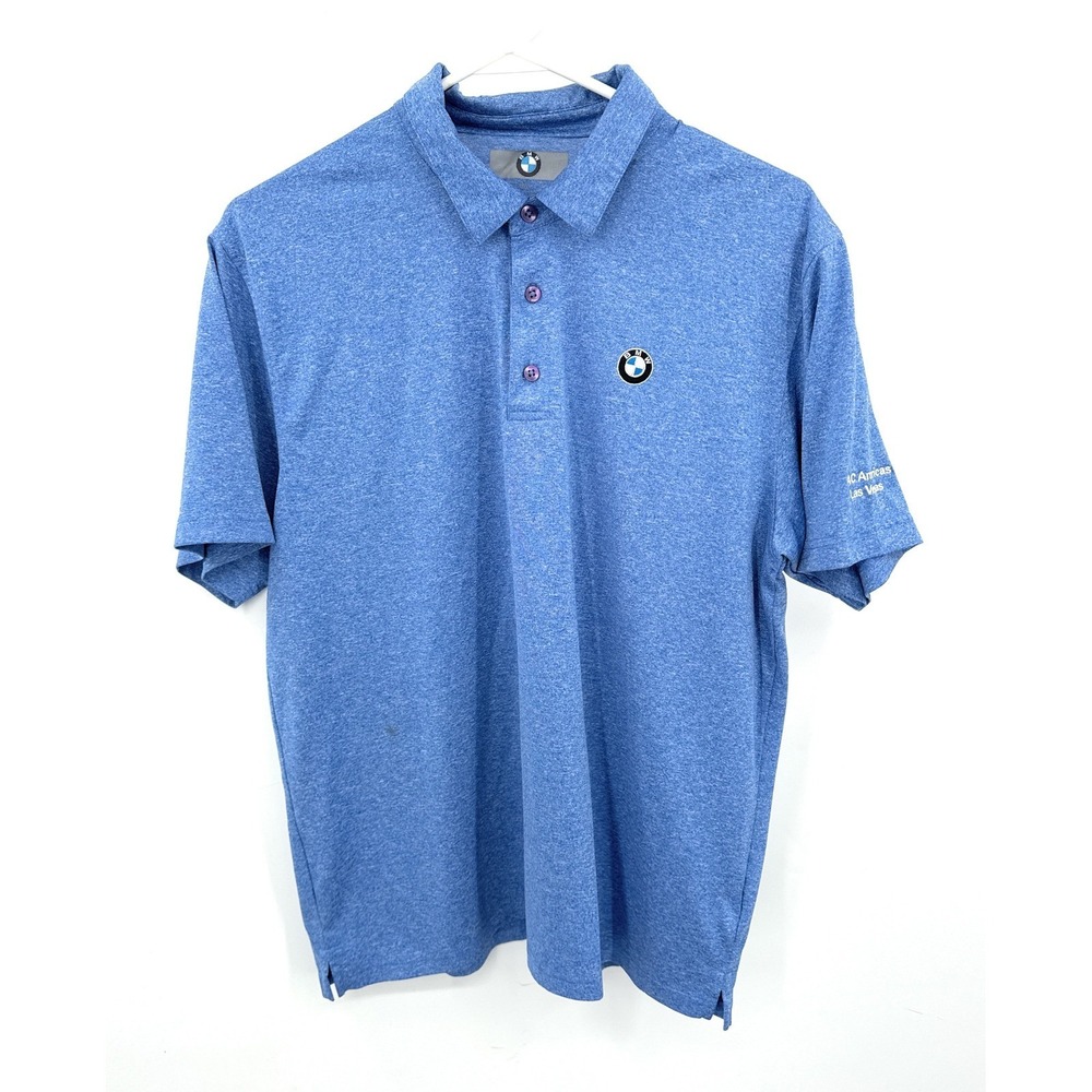 BMW Mens Performance Polo‎ Shirt Blue Heather NAC Americas Las Vegas Size Medium